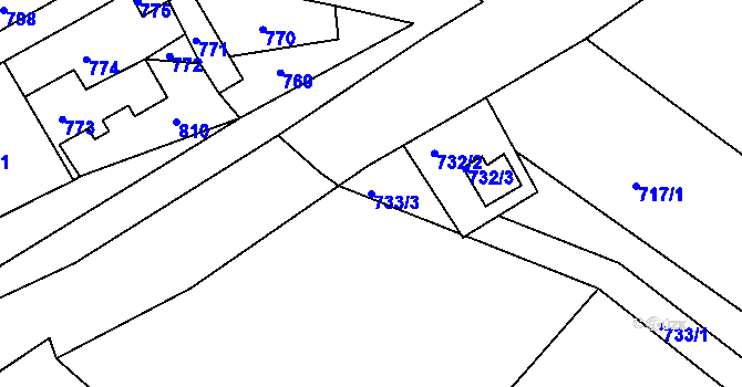 Parcela st. 733/3 v KÚ Žandov u České Lípy, Katastrální mapa
