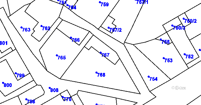 Parcela st. 767 v KÚ Žandov u České Lípy, Katastrální mapa