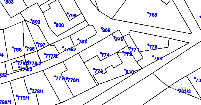 Parcela st. 774 v KÚ Žandov u České Lípy, Katastrální mapa