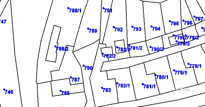 Parcela st. 782/2 v KÚ Žandov u České Lípy, Katastrální mapa