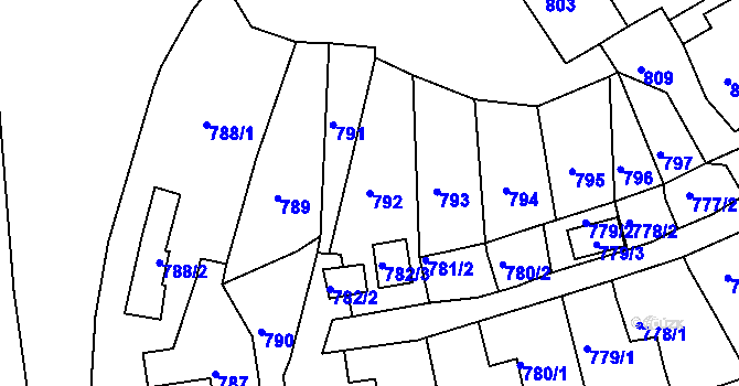 Parcela st. 792 v KÚ Žandov u České Lípy, Katastrální mapa