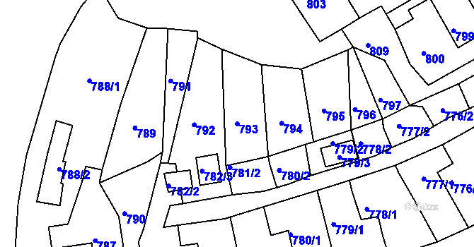 Parcela st. 793 v KÚ Žandov u České Lípy, Katastrální mapa