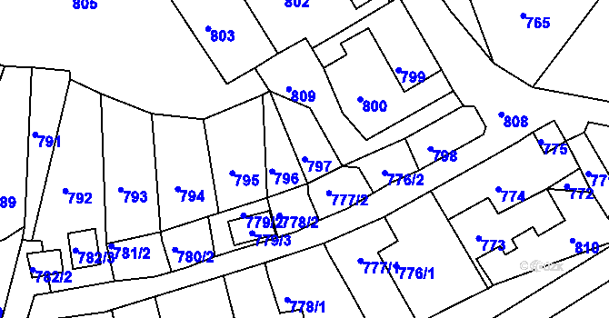Parcela st. 797 v KÚ Žandov u České Lípy, Katastrální mapa