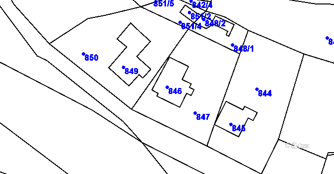 Parcela st. 846 v KÚ Žandov u České Lípy, Katastrální mapa
