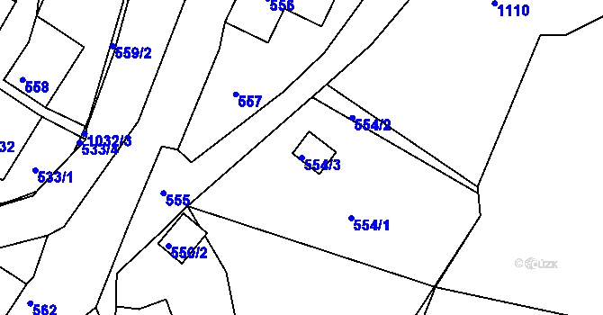 Parcela st. 554/3 v KÚ Žandov u České Lípy, Katastrální mapa