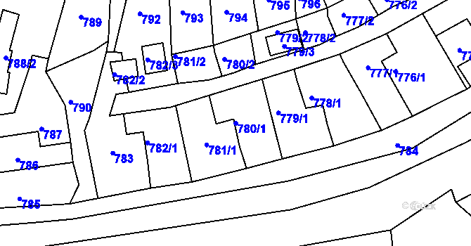 Parcela st. 780/1 v KÚ Žandov u České Lípy, Katastrální mapa