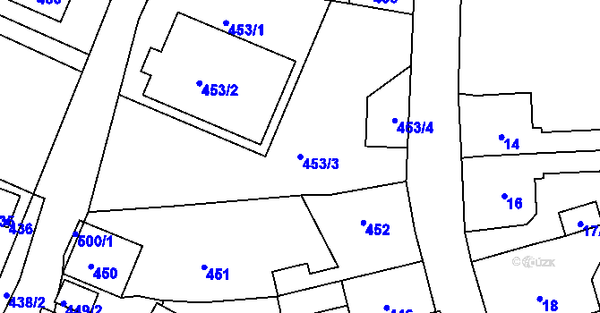 Parcela st. 453/3 v KÚ Žandov u České Lípy, Katastrální mapa