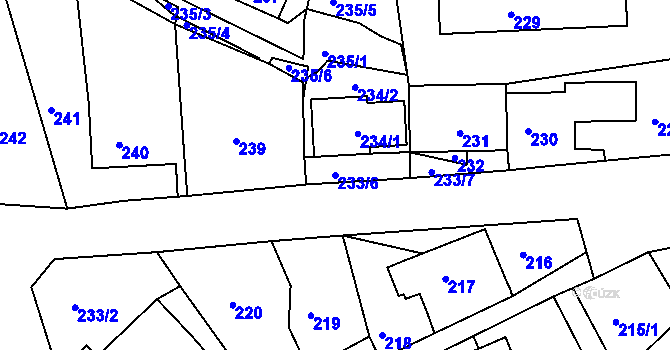 Parcela st. 233/6 v KÚ Žandov u České Lípy, Katastrální mapa