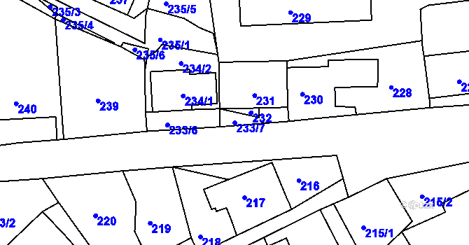 Parcela st. 233/7 v KÚ Žandov u České Lípy, Katastrální mapa