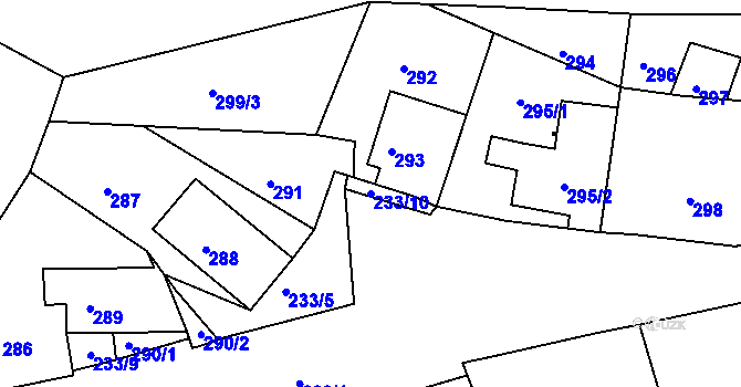 Parcela st. 233/10 v KÚ Žandov u České Lípy, Katastrální mapa