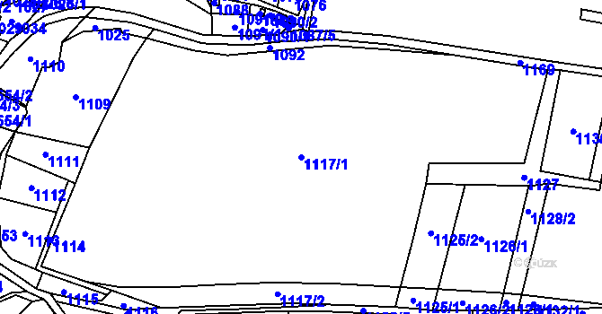 Parcela st. 1117/1 v KÚ Žandov u České Lípy, Katastrální mapa
