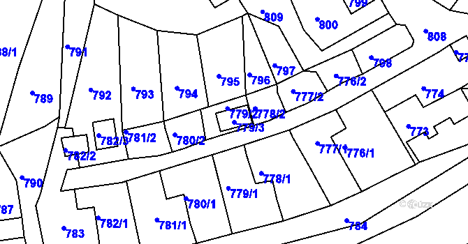 Parcela st. 779/3 v KÚ Žandov u České Lípy, Katastrální mapa