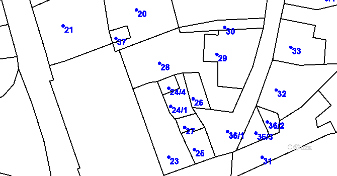 Parcela st. 24/4 v KÚ Žandov u České Lípy, Katastrální mapa