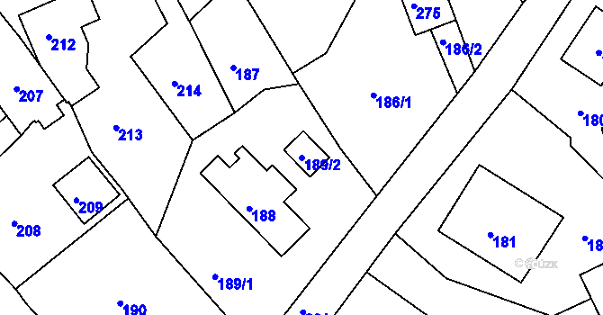 Parcela st. 189/2 v KÚ Žandov u České Lípy, Katastrální mapa