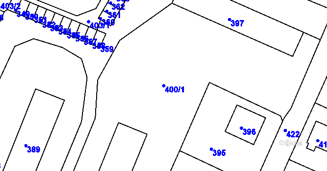 Parcela st. 400/1 v KÚ Žandov u České Lípy, Katastrální mapa
