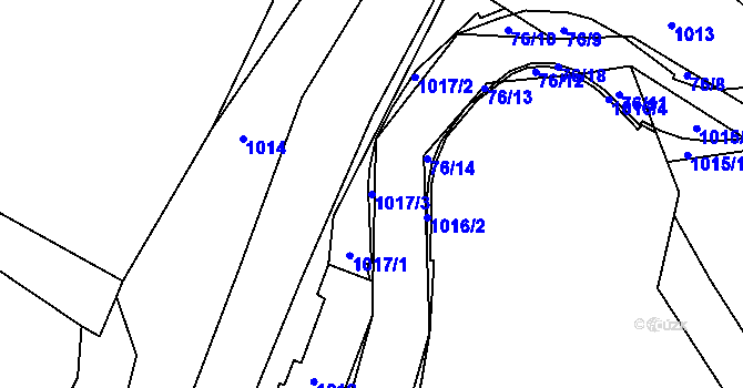 Parcela st. 1017/3 v KÚ Žandov u České Lípy, Katastrální mapa
