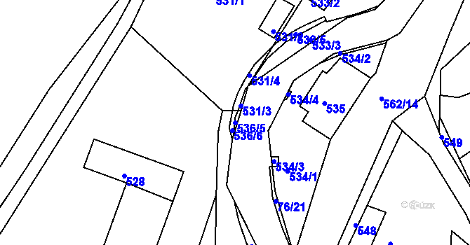 Parcela st. 536/5 v KÚ Žandov u České Lípy, Katastrální mapa