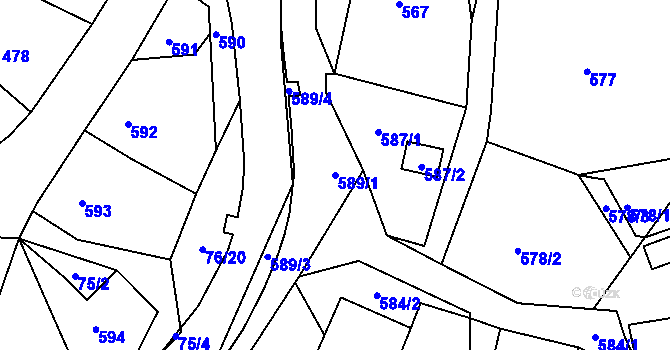 Parcela st. 589/1 v KÚ Žandov u České Lípy, Katastrální mapa