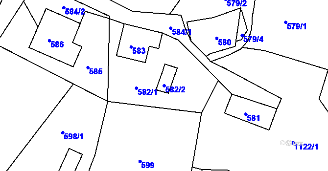 Parcela st. 582/2 v KÚ Žandov u České Lípy, Katastrální mapa