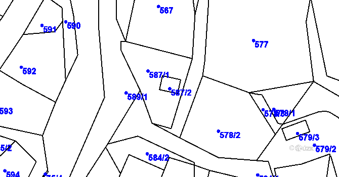 Parcela st. 587/2 v KÚ Žandov u České Lípy, Katastrální mapa