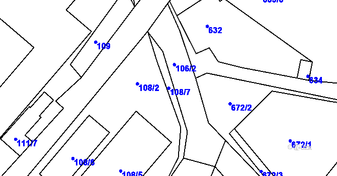 Parcela st. 108/7 v KÚ Žandov u České Lípy, Katastrální mapa