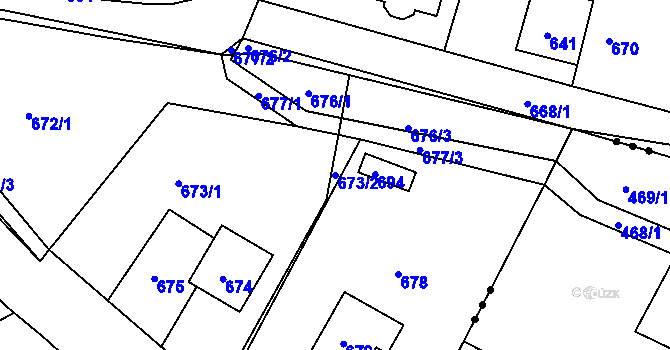 Parcela st. 673/2 v KÚ Žandov u České Lípy, Katastrální mapa