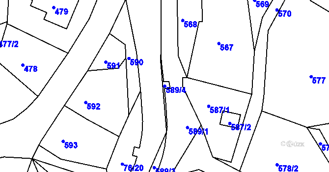 Parcela st. 589/4 v KÚ Žandov u České Lípy, Katastrální mapa