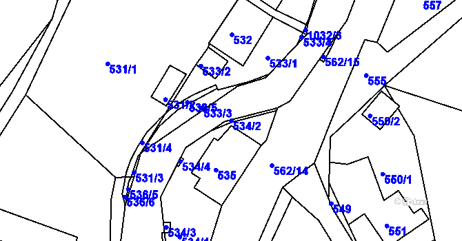 Parcela st. 534/2 v KÚ Žandov u České Lípy, Katastrální mapa