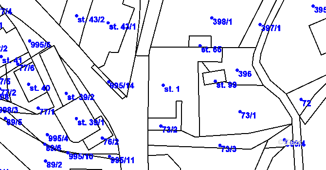 Parcela st. 1 v KÚ Žandov u Chlumce, Katastrální mapa