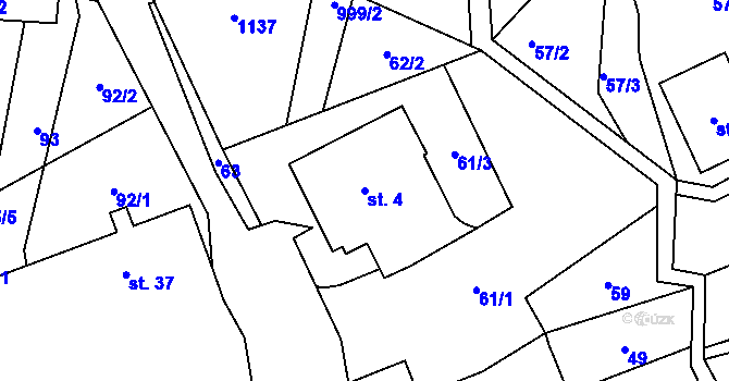 Parcela st. 4 v KÚ Žandov u Chlumce, Katastrální mapa