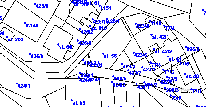 Parcela st. 56 v KÚ Žandov u Chlumce, Katastrální mapa