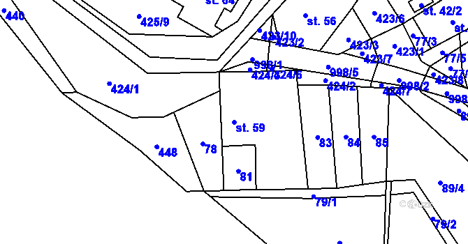 Parcela st. 59 v KÚ Žandov u Chlumce, Katastrální mapa