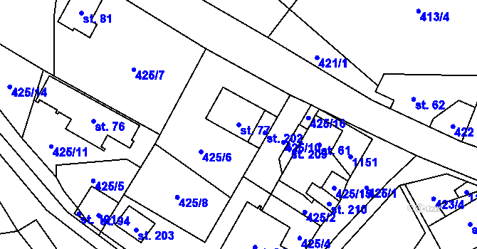 Parcela st. 77 v KÚ Žandov u Chlumce, Katastrální mapa