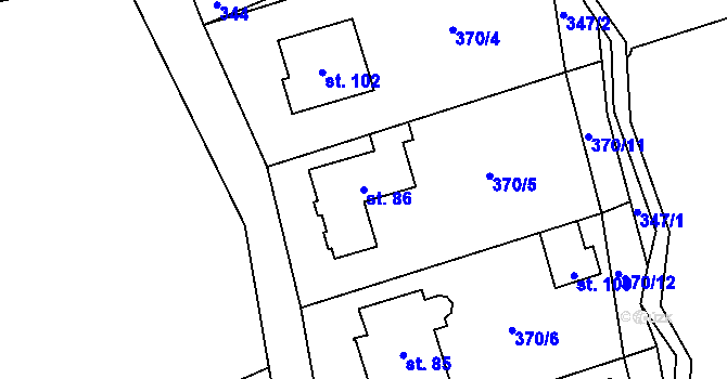 Parcela st. 86 v KÚ Žandov u Chlumce, Katastrální mapa