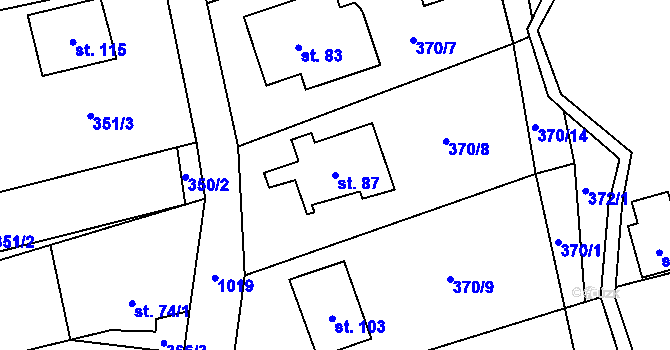 Parcela st. 87 v KÚ Žandov u Chlumce, Katastrální mapa