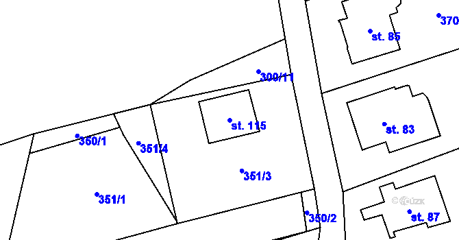 Parcela st. 115 v KÚ Žandov u Chlumce, Katastrální mapa