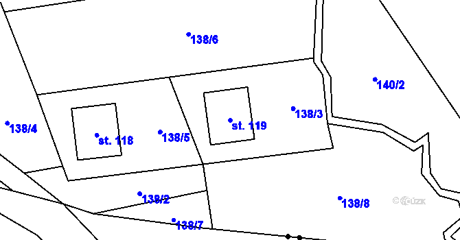 Parcela st. 119 v KÚ Žandov u Chlumce, Katastrální mapa
