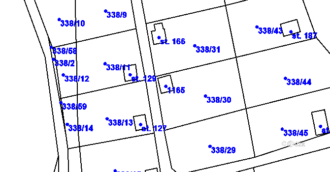 Parcela st. 128 v KÚ Žandov u Chlumce, Katastrální mapa