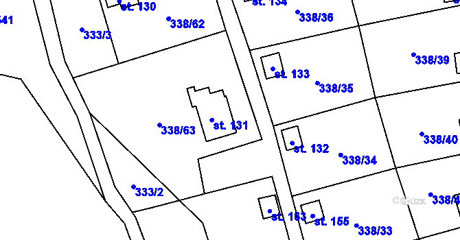 Parcela st. 131 v KÚ Žandov u Chlumce, Katastrální mapa