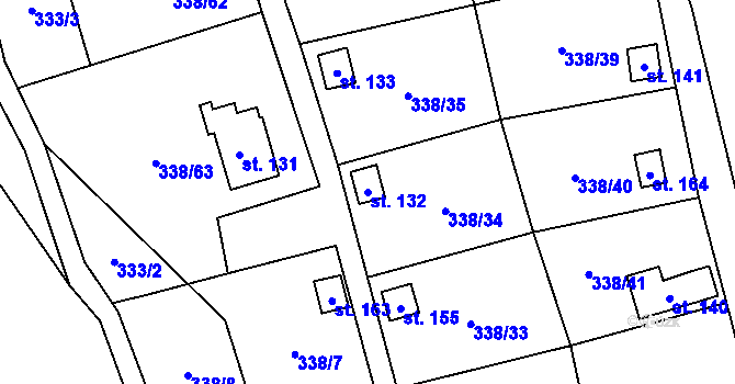 Parcela st. 132 v KÚ Žandov u Chlumce, Katastrální mapa