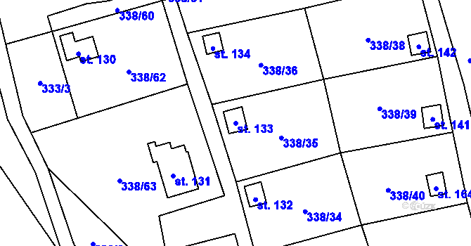 Parcela st. 133 v KÚ Žandov u Chlumce, Katastrální mapa