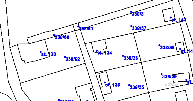 Parcela st. 134 v KÚ Žandov u Chlumce, Katastrální mapa