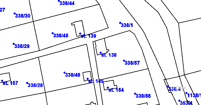 Parcela st. 138 v KÚ Žandov u Chlumce, Katastrální mapa
