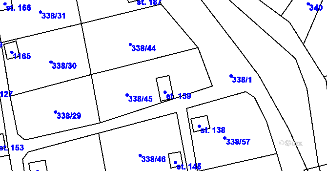 Parcela st. 139 v KÚ Žandov u Chlumce, Katastrální mapa