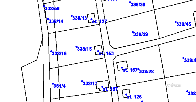 Parcela st. 153 v KÚ Žandov u Chlumce, Katastrální mapa