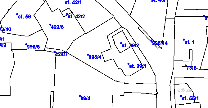 Parcela st. 77/1 v KÚ Žandov u Chlumce, Katastrální mapa