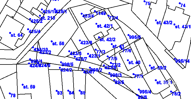 Parcela st. 77/3 v KÚ Žandov u Chlumce, Katastrální mapa