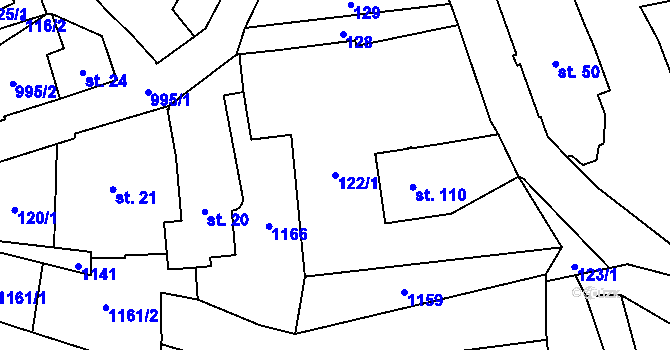 Parcela st. 122/1 v KÚ Žandov u Chlumce, Katastrální mapa