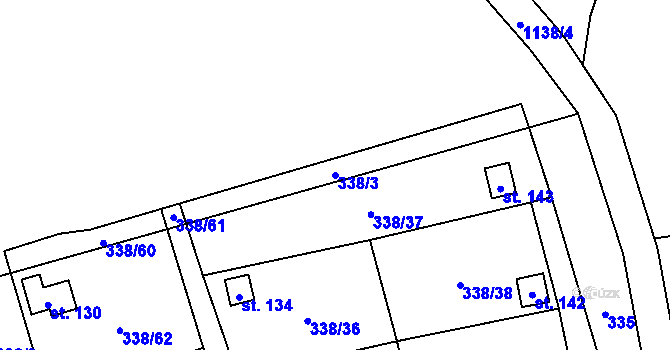 Parcela st. 338/3 v KÚ Žandov u Chlumce, Katastrální mapa