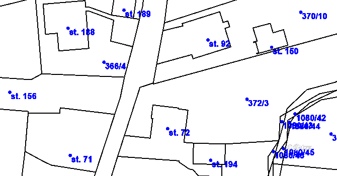 Parcela st. 370/2 v KÚ Žandov u Chlumce, Katastrální mapa